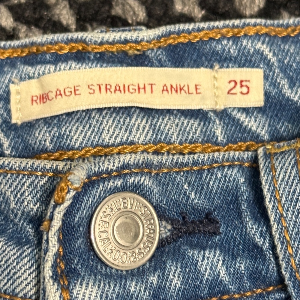 Levi’s Ribcage Straight Ankle Women’s Sz 25 Classic BIG E Preppy Y2K Casual - Picture 4 of 11